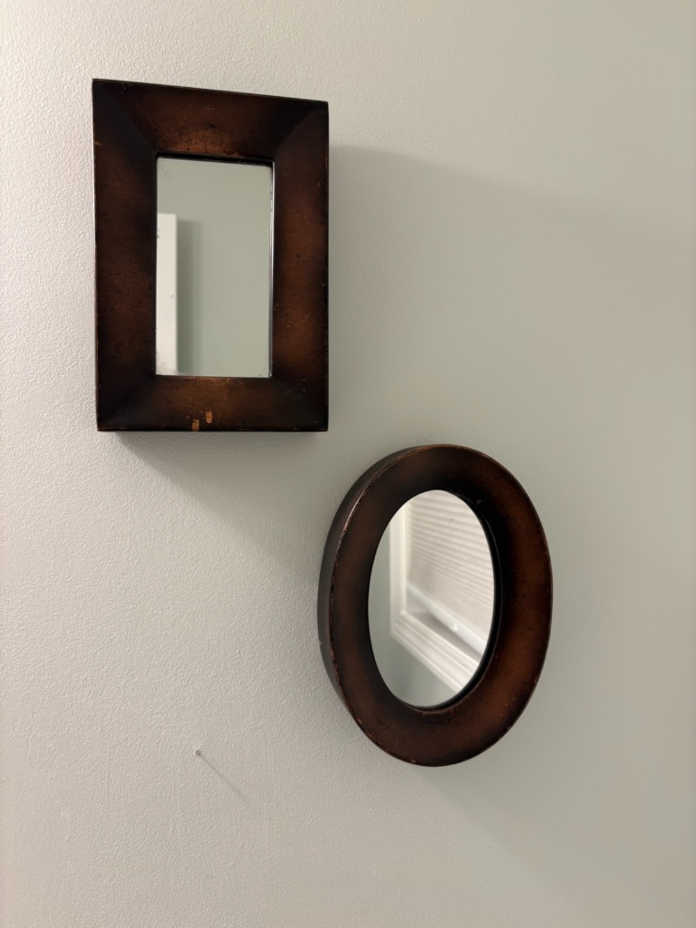 Tuscan Copper Bronze Wall Mirror Set Oval Rectangle Gallery Wall Mirror Bath